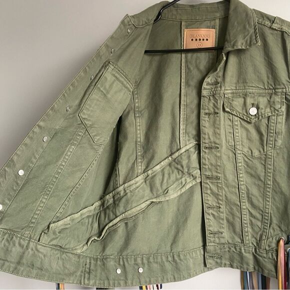 BLANKNYC Rainbow Lace-Up Fringe Denim Festival Jacket Size XS Green - Picture 2 of 8